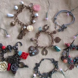 Bundle of 6  Ladies Colorful Charm Bracelets